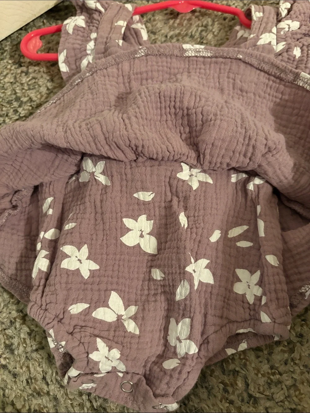 Mauve Floral Ruffled Baby Dress Romper